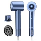Hair Dryer, 150000 RPM Lightweight High Speed Ionic Blow Dryer for Fast Drying, 500 Million Negative Ions Care & Heat-Control Hairdryer with Magnetic Diffuser & Nozzle, 5 Temps & 3 Speeds