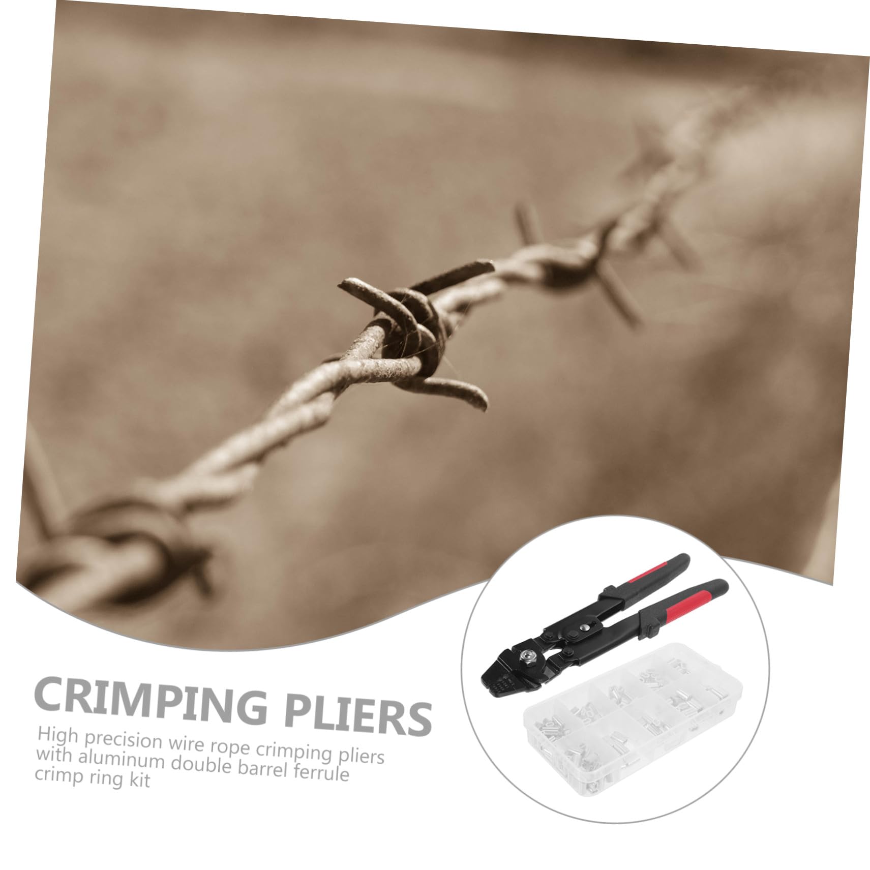 Pinza Crimpatrice Cavi in Acciaio Inox con Morsetti Doppi in Alluminio Manico Antiscivolo e Meccanismo Autobloccante per Crimpare Funi Metalliche e Catene da Pesca Professionale
