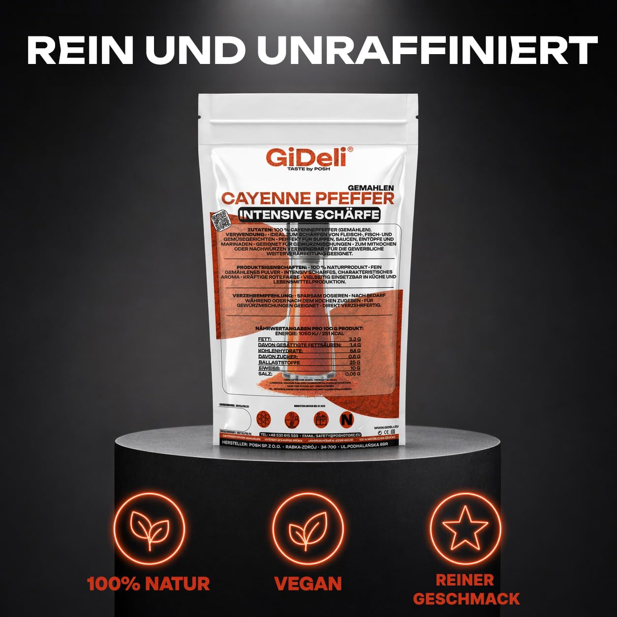 GiDeli Cayenne Pfeffer 2 x 5kg - Fein Gemahlenes Chilipulver für Fleisch, Fisch, Suppen und Soßen - Mexikanische und asiatische Küche - Scharf Intensiver Geschmack - 100% Naturprodukt