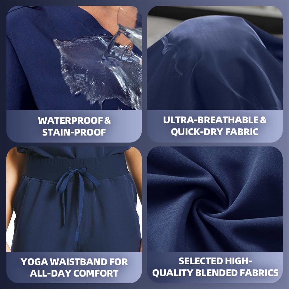 Scrubs for Women Set Medical Uniform 12 Pockets Scrubs Top and Pants for Nurses & Healthcare Workers - Image 6