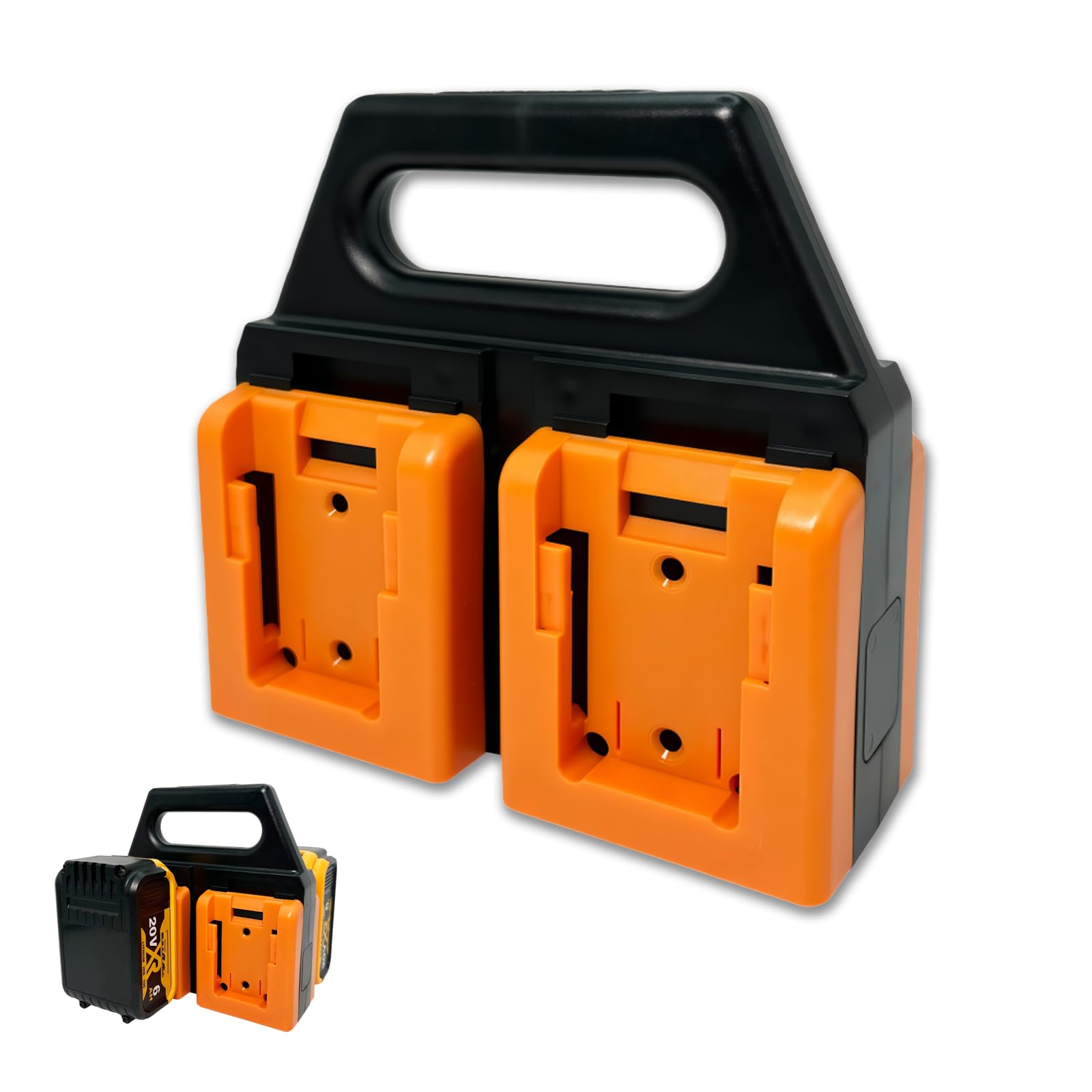 4-Slot Battery Holder for Dewalt 20V | Rugged Dewalt Portable Battery Case — Compact Organizer for Easy Storage and Transport, Ideal for Tool Bags & Job Sites