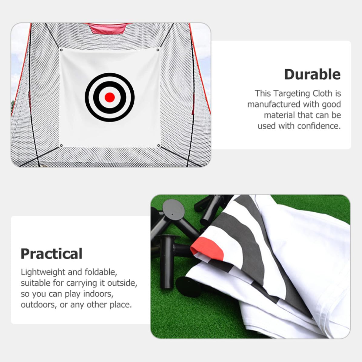 VICASKY Golfschlagstoff Zielnetz aus Canvas Faltbar Weiß für Golf Übung Absorbiert Schlagkraft für Profi und Amateurgolfer Schlagnetz für Indoor und Familienfeiern