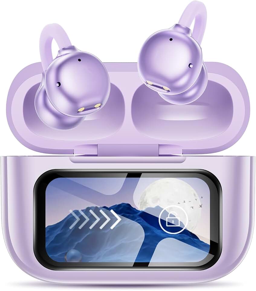 Fones de ouvido Bluetooth sem fio 【S10 com clipes de ouvido com tela sensível ao toque】 Design alternativo de condução óssea Bluetooth 5.4 UFT3.0 sem vazamento, bateria de 500 mAh, som NSQVP4.0