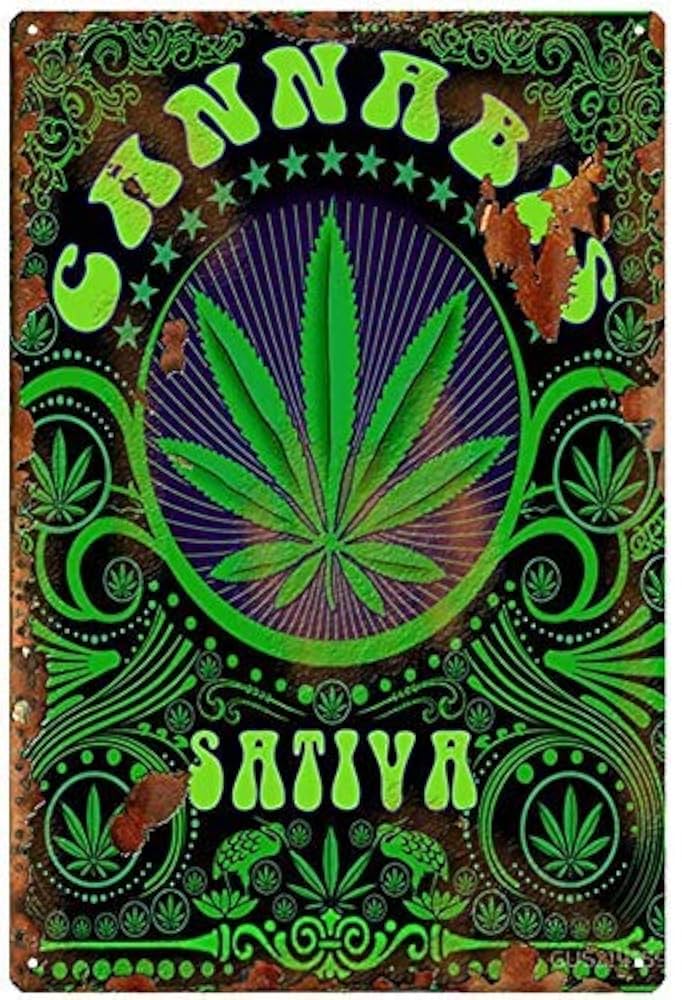レア ブラックライトポスター fashion victimサイケデリック大麻 Amazon.co.jp: 大麻サティバマリファナリーフメタルブリキサイン