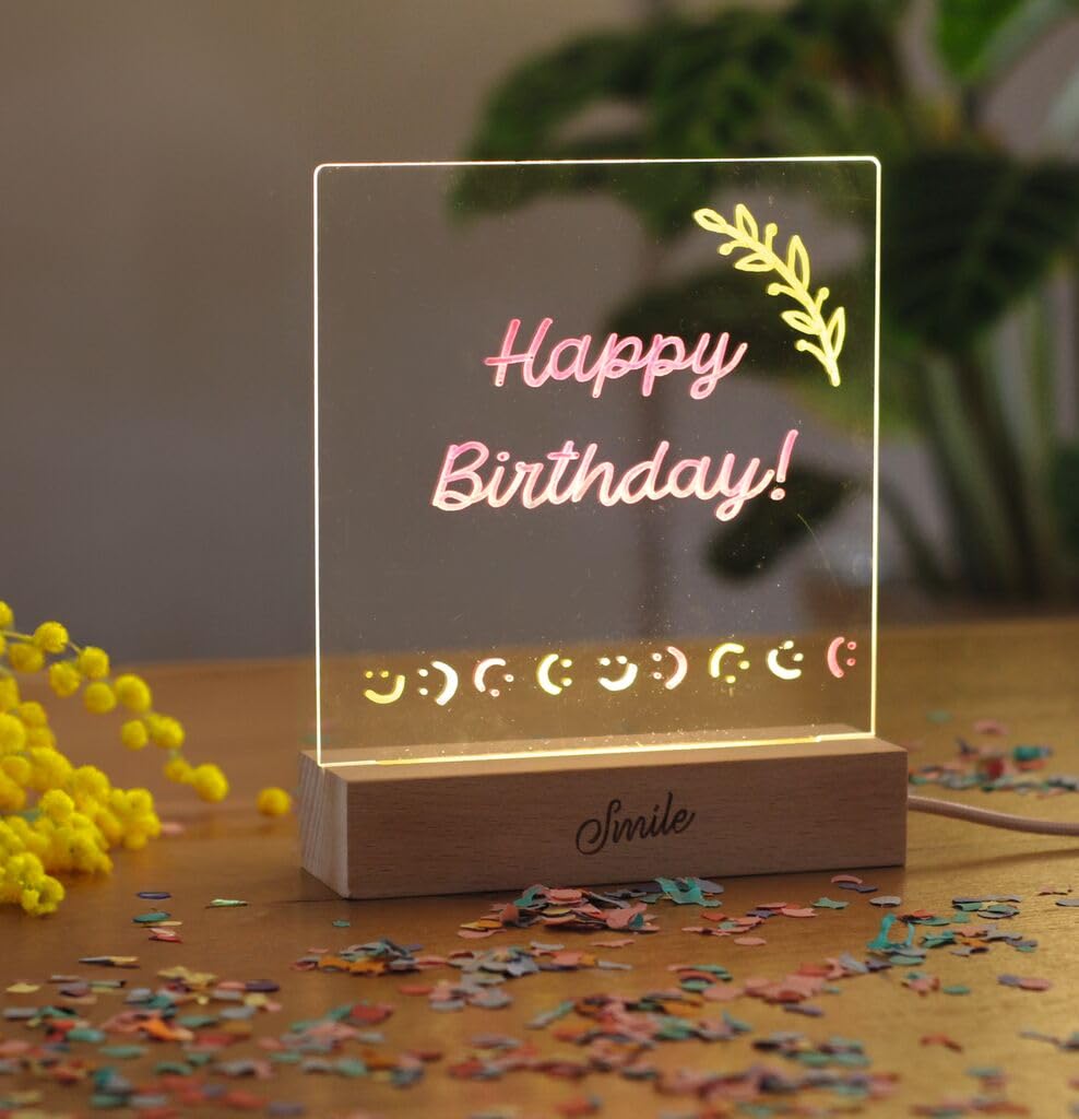 moses. Smile tablica z diodami LED, przezroczysta tablica na notatki z 3 pisakami foliowymi, podświetlana tablica do pisania wiadomości, podświetlana tablica z kablem tekstylnym USB-A