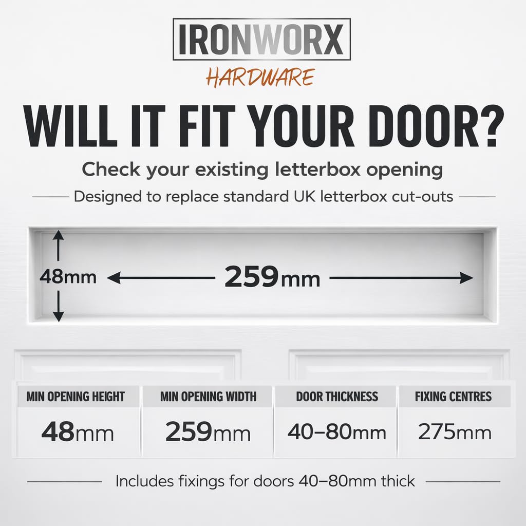 IRONWORX® Enigma Boîte aux lettres en métal chromé poli de 30,5 cm – Entièrement étanche aux intempéries, ouverture à 180°, facile à installer, design moderne ultra durable, compatible avec portes en