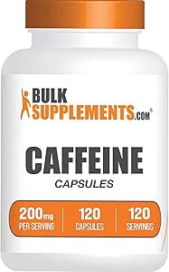 BULKSUPPLEMENTS.COM Caffeine Capsules - Caffeine Pills 200mg - Caffeine Capsule - Stay Awake Pills - Caffeine Supplements - 1 Caffeine Pill per Servings - 120-Day Supply (120 Capsules)