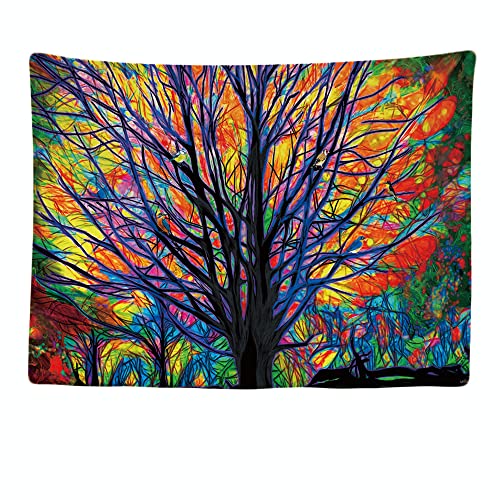 Ulticool - Arbre Oiseau Lumière Psychédélique Nature - Tapisserie murale - 200x150 cm - Grande tapisserie - Poster Décoration - Accessoires Hippie Bohemian...