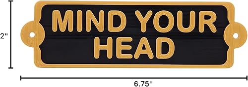 Miniatura 7 de Mind Your Head - Letrero de advertencia para puerta y bodega estilo vintage estilo shabby chic, estilo irlandés, latón sintético envejecido
