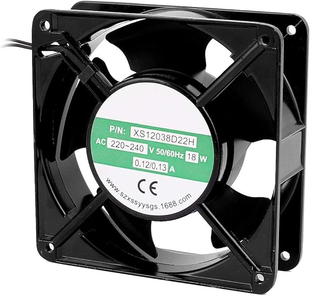 sourcing map AC 220V-240V 0.12-0.13A 120mmx120mmx38mm 5 Vanes Ball Bearing Cooling Cooler Fan