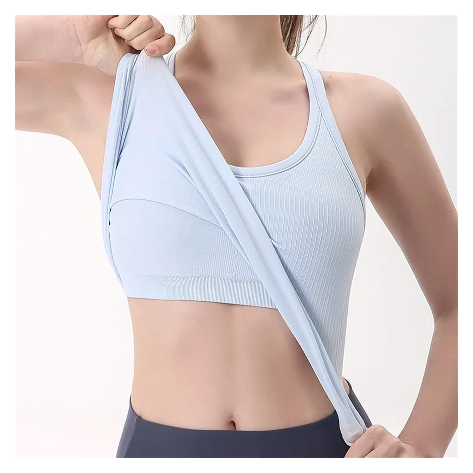 Canotta Fitness da Donna Canotta da Donna con Reggiseno, Canottiera da Palestra for Yoga, Senza Maniche, con Incrocio sulla Schiena, Canotta Attillata Estiva da Donna