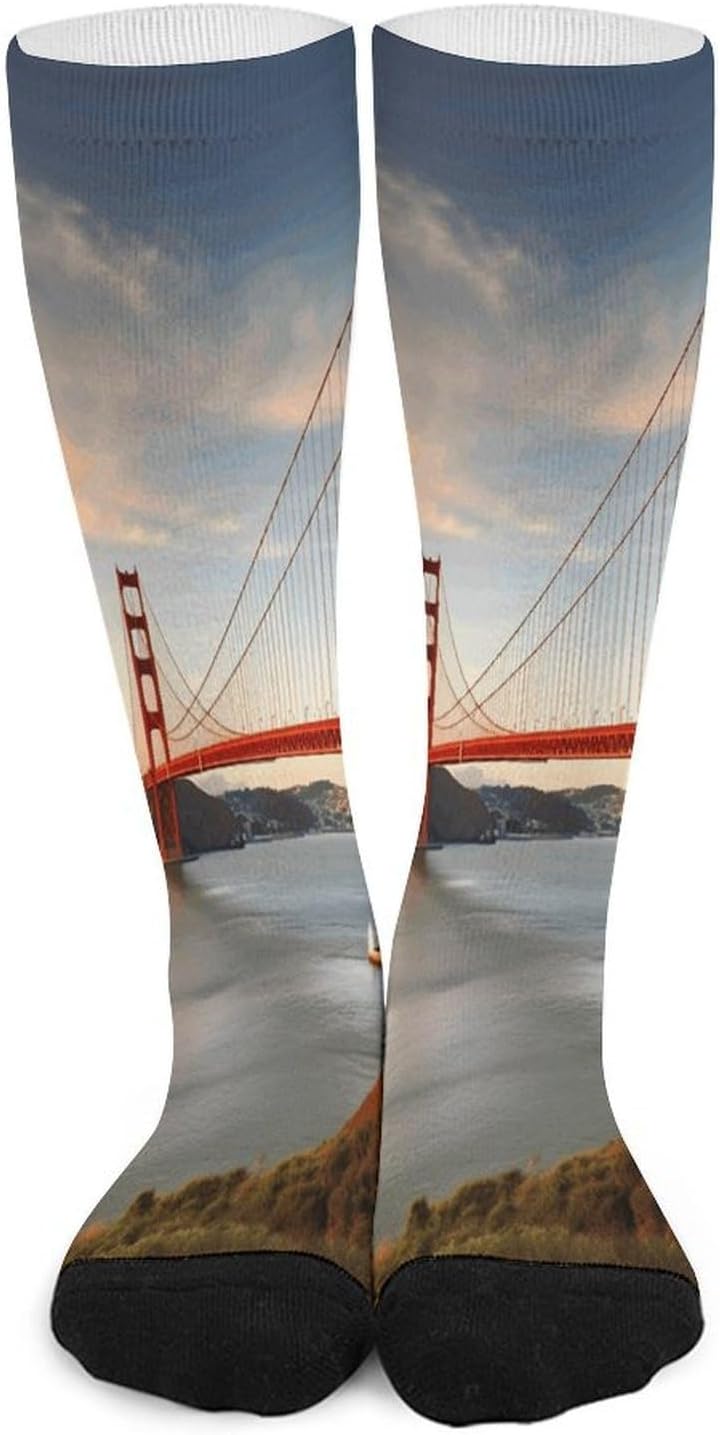 Golden Gate Bridge Mid-Calf Socks Women Warm Knee High Socks Cozy Hiking Skiing Soft Boot Mid Calf Stocking Unisex