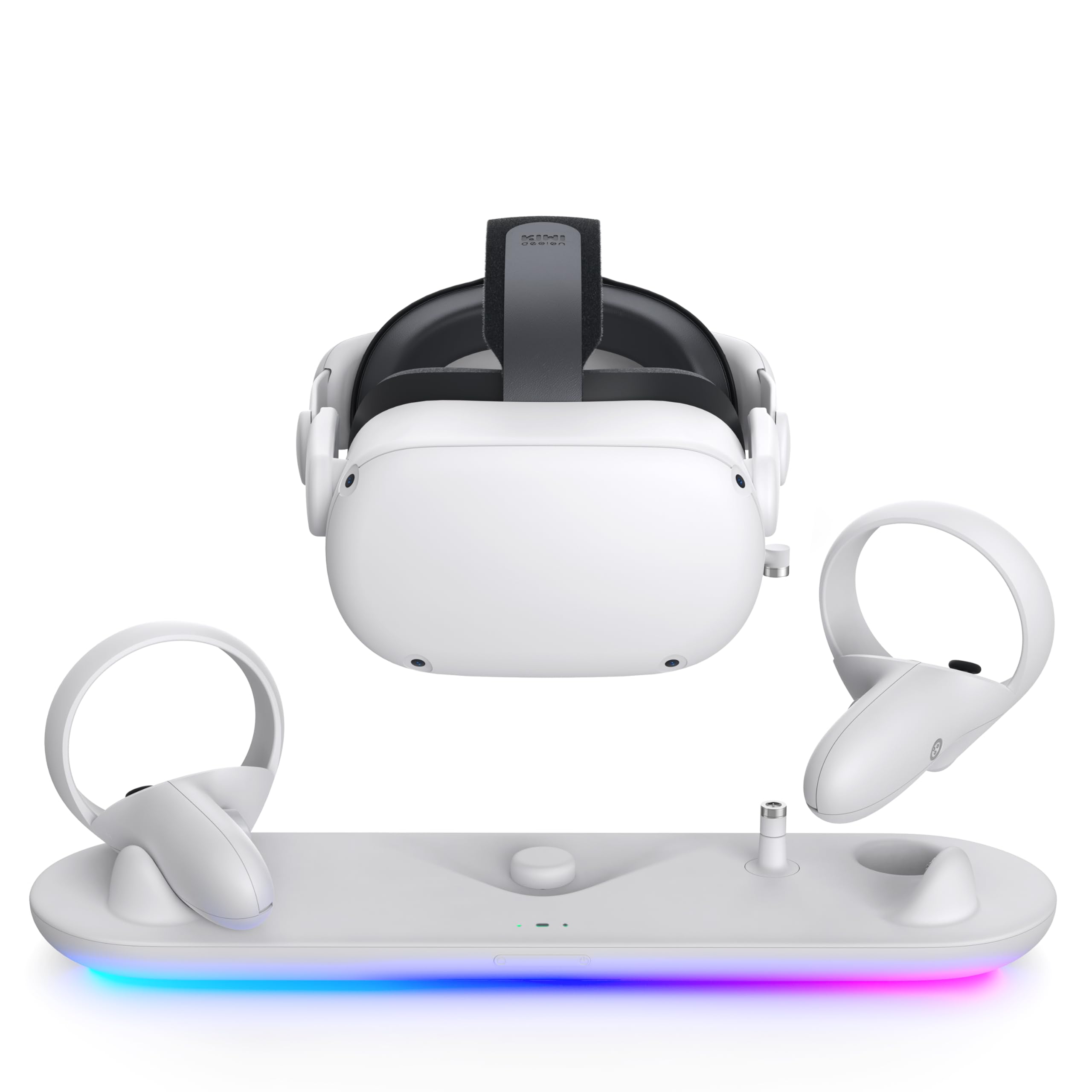 KIWI design RGB Charging Dock for Meta Oculus Quest 2, Meta Officially Co-Branded Charging Station Simultaneously Touch Controllers Charging