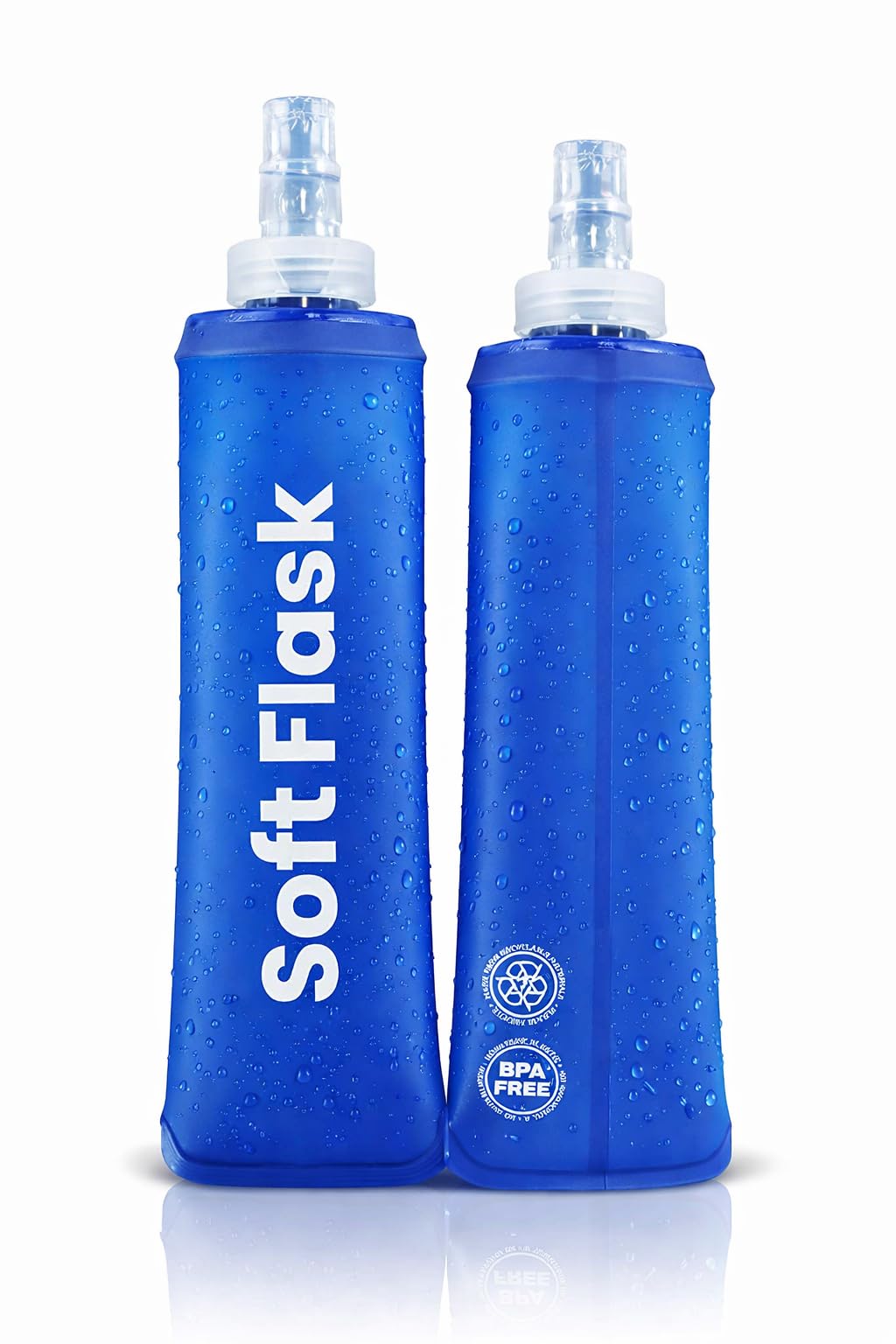 Botella Plegable - Pack 2 Unidades Soft Flask TPU BPA Free - Bidón Agua Trail Running Flexible Silicona – Botella Hidratación para Chaleco Running, Senderismo, Ciclismo (Azul, 250 ML)