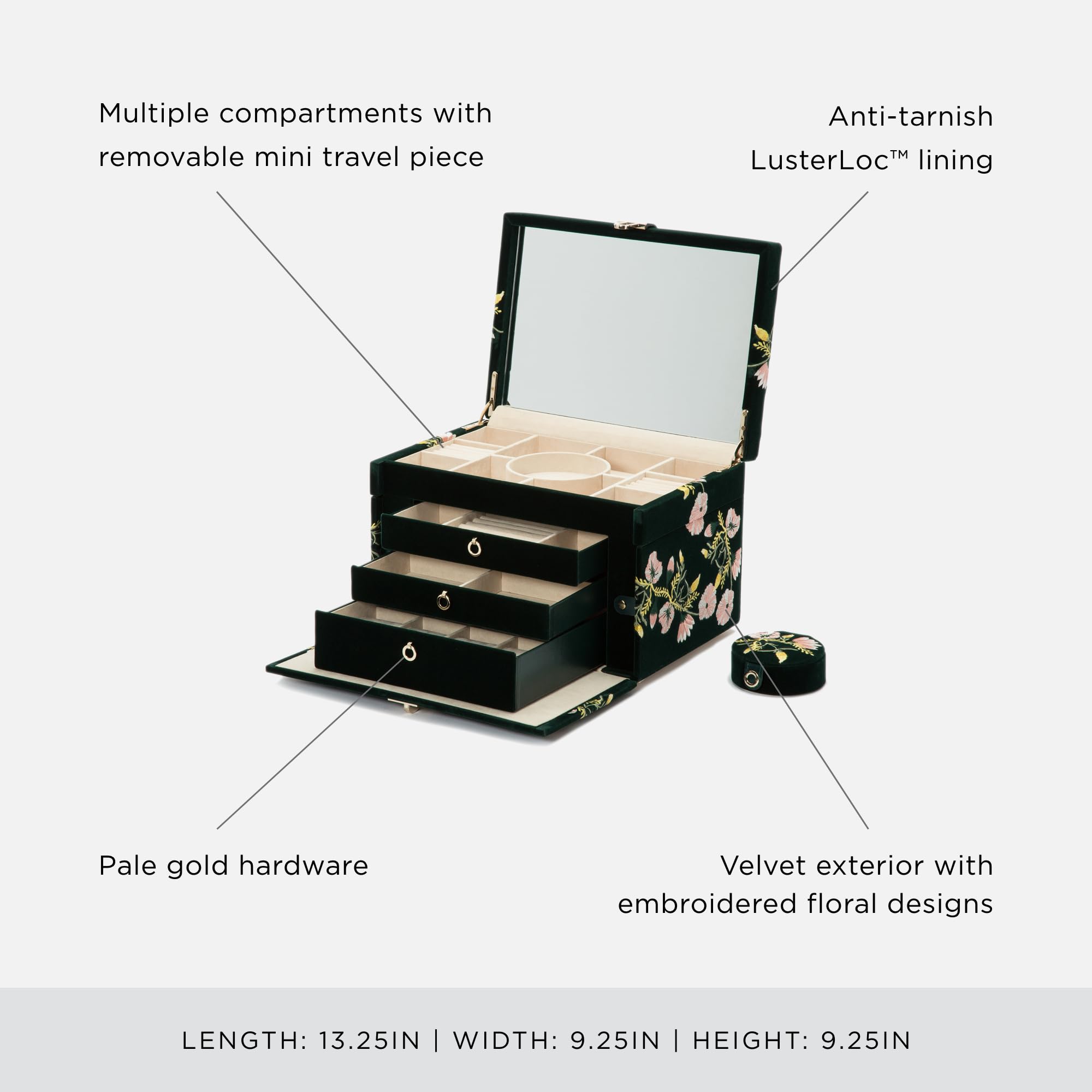 Amazon.com: WOLF Zoe Large Jewelry Box, Forest Green - 20