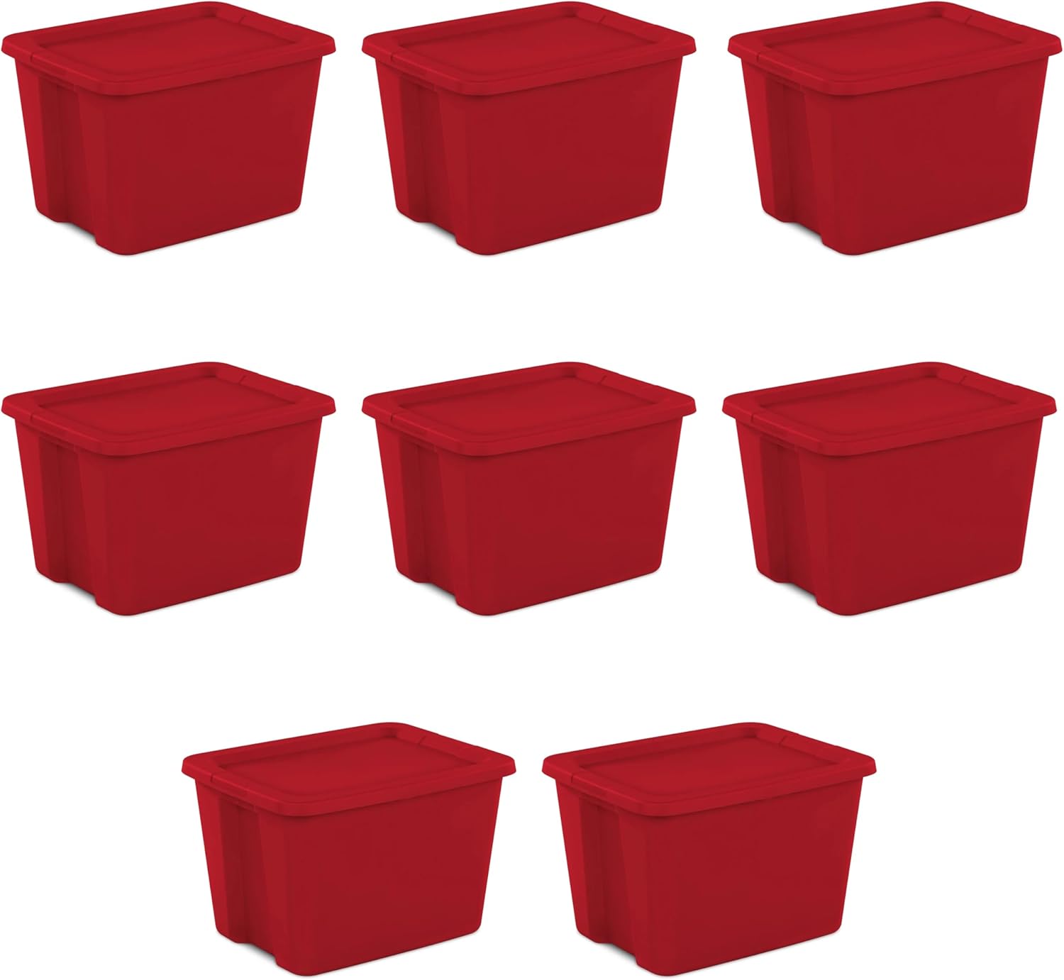 18-Gallon Large Plastic Storage Totes with Lids, 8-Pack with Locking Lids, Household Storage Bins for Clothes Toys, Stackable Storage Boxes, Red