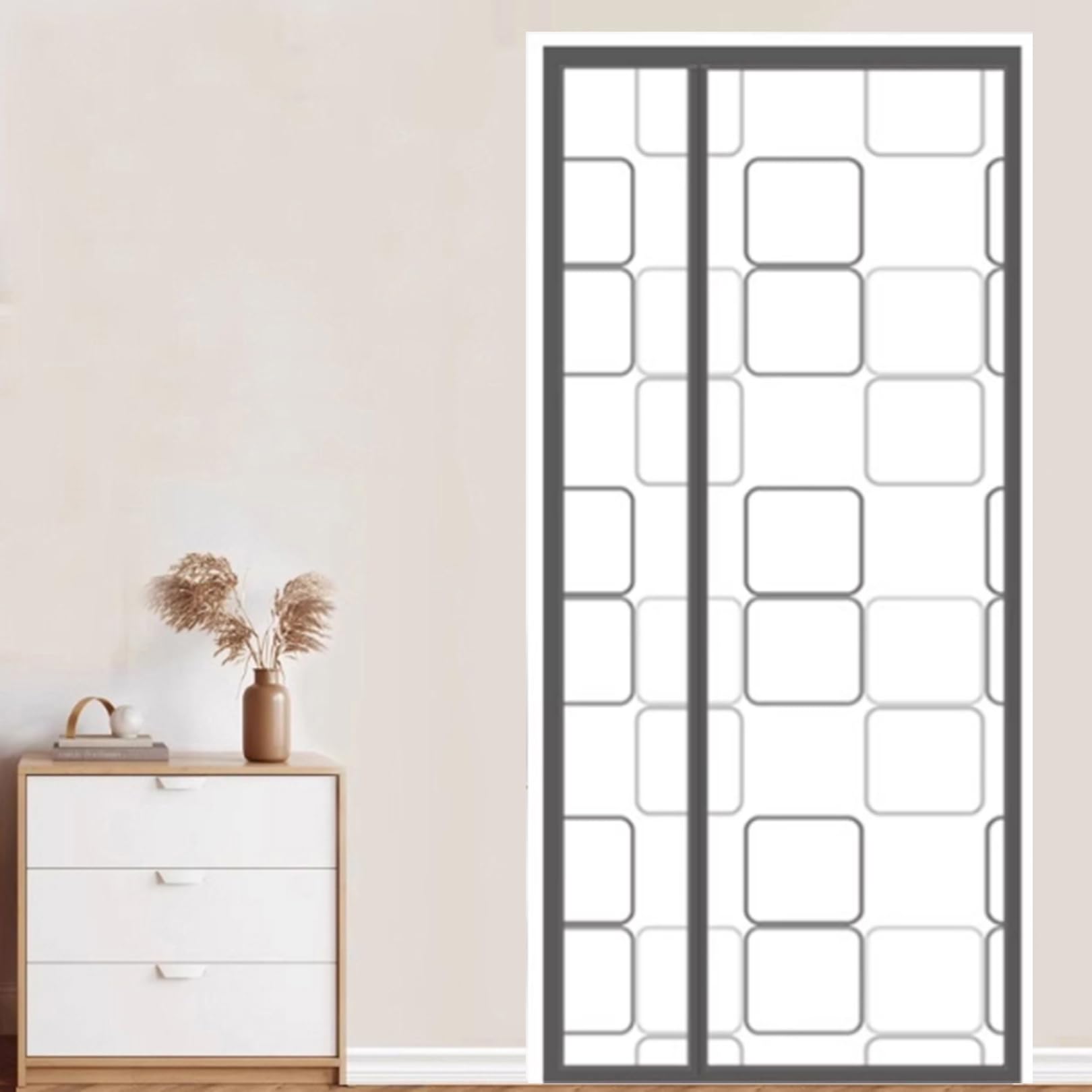 Grille magnétique rideau de porte isolant thermique 160x235cm pour entrée
