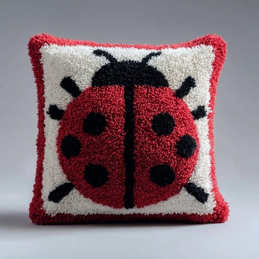 Axiangzik Cartoon Ladybug Latch Hook Pillow Cushion Cover Kit,