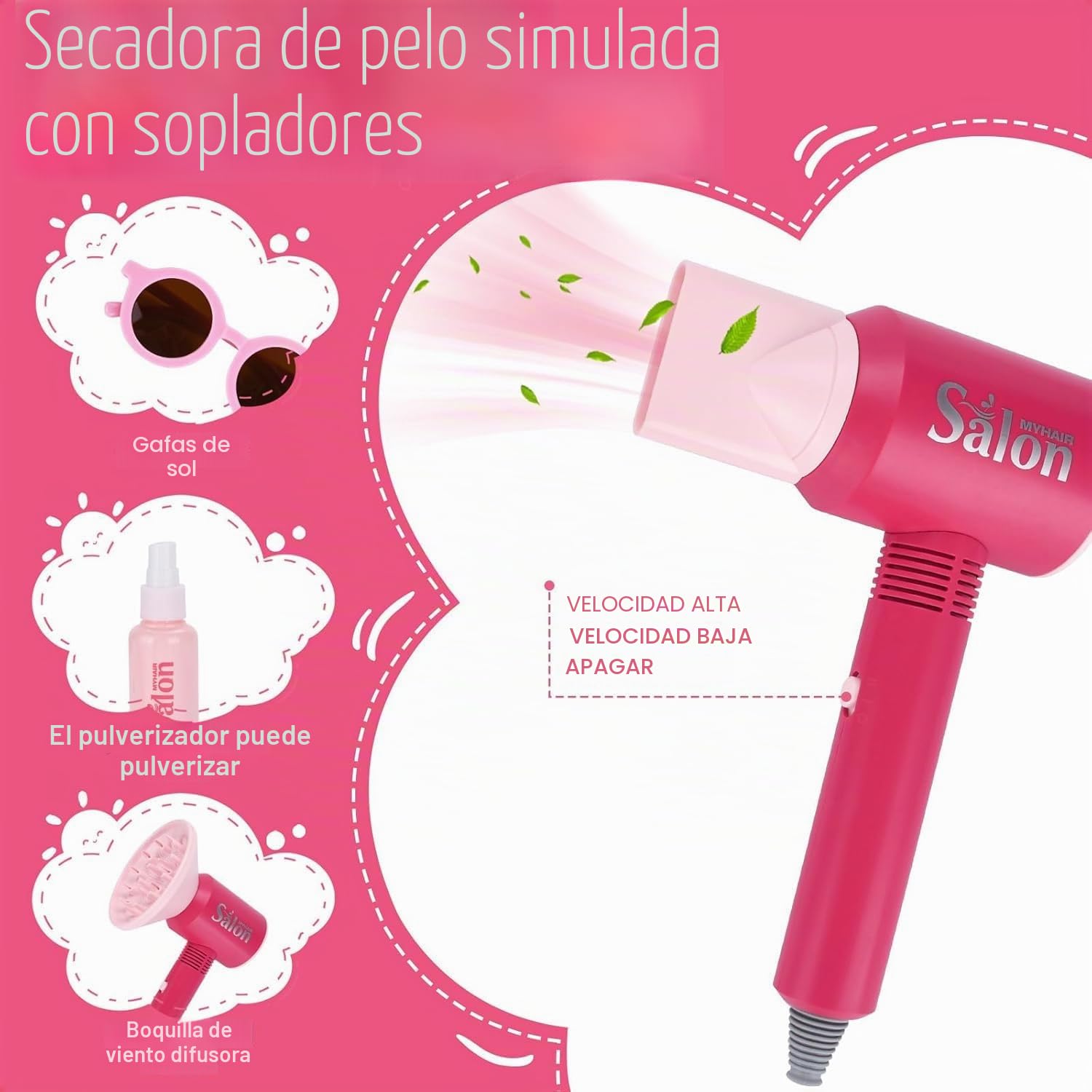 Juego de Peluquería para Niños,41 Piezas Juego de Simulación de Peluquería,Set Salón de Belleza Juguetes Niña con Secador,Clip,Peine etc,Juegos de rol para Niños y Niñas 3+ Años