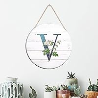 Vista 15 de Welcome Sign for Wall Initial Letter C Blue Round Wood Signs Monogram White Floral Wood Plaque Fresh Flowers 12in Mid Century Home Wall Decor for