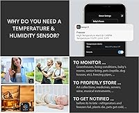 Vista 4 de Sensor inalámbrico de temperatura y humedad - Desarrollado en los Estados Unidos - Registrador de datos 24/7 con alarma - Termómetro inteligente