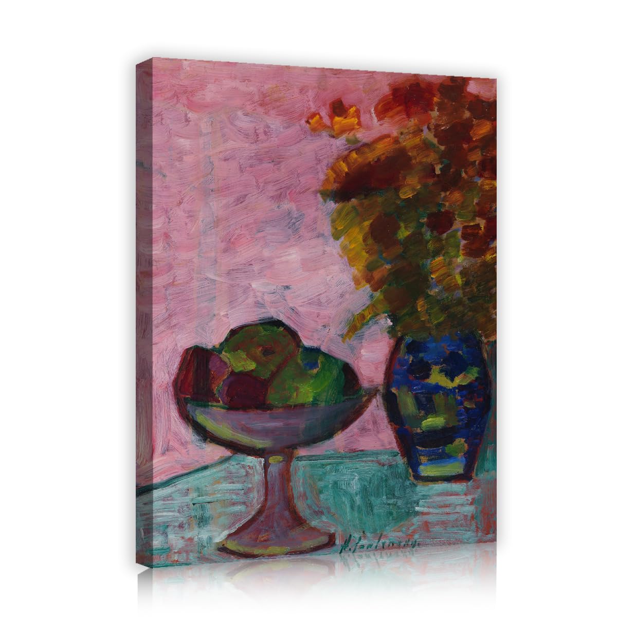 TOANGWALL Chic Pink Flower Vase Canvas Wall Art Office Alexej von Jawlensky Still Life Painting Framed Poster for Guest Room Decor 85x100cm