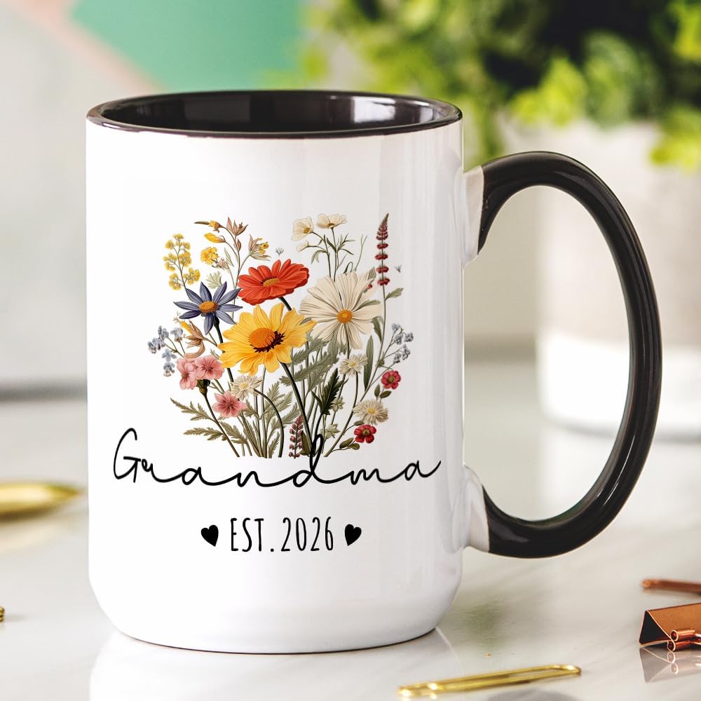 Fatbaby Grandma Est 2026 Coffee Mug, Pregnancy Announcement Baby Shower Christmas Mother’s Day Gifts for New Grandmother, Promoted to Grandma Tea Cup 15 OZ - Image 2