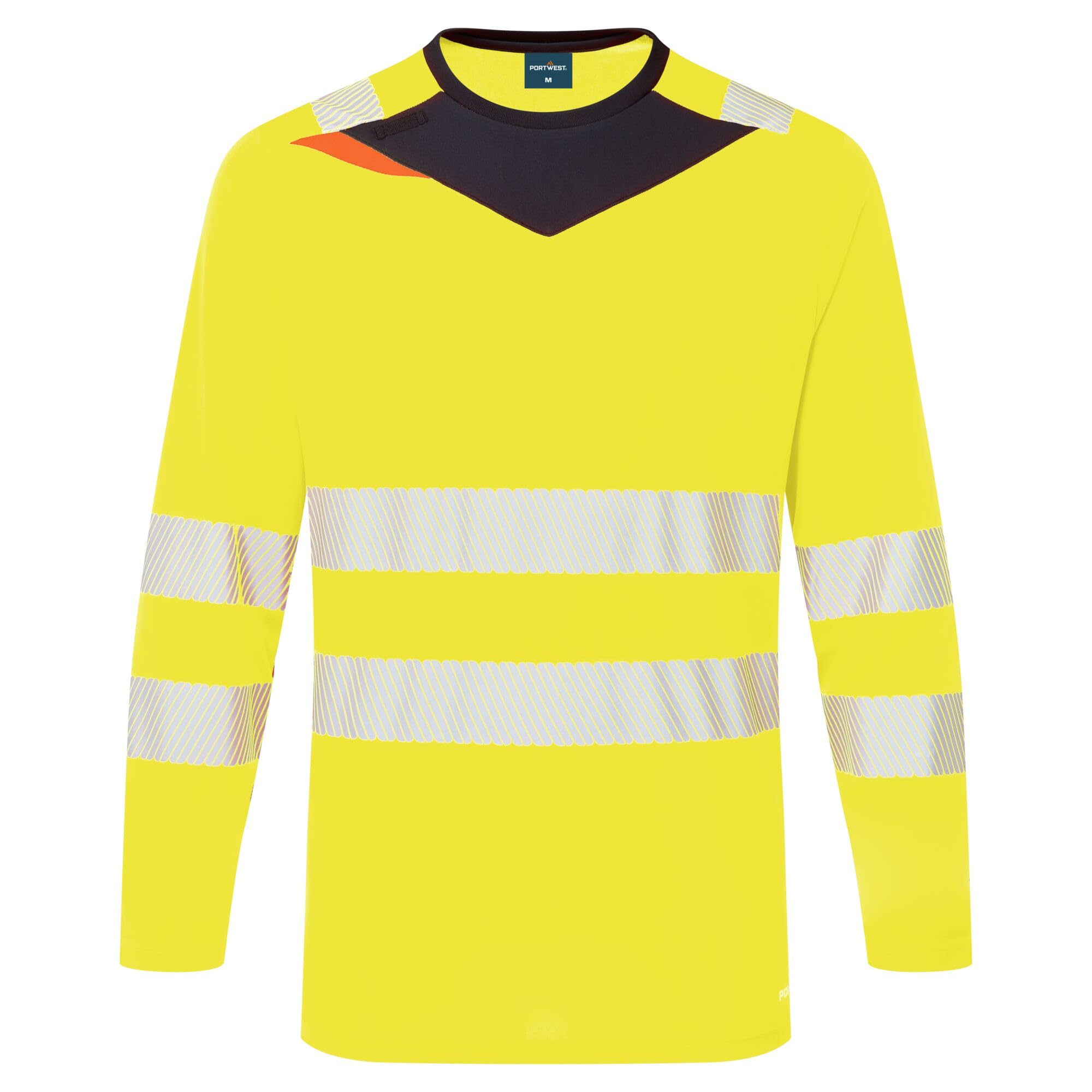 PORTWEST T-Shirt DX4 Haute Visibilité Manches Longues Jaune/Noir XL - Vêtements de travail