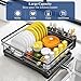 SNTD Dish Drying Rack for Kitchen Counter - Large Dish Rack with Drainboard, Rustproof Dish Drainer with Utensil Holder for Sink, Black