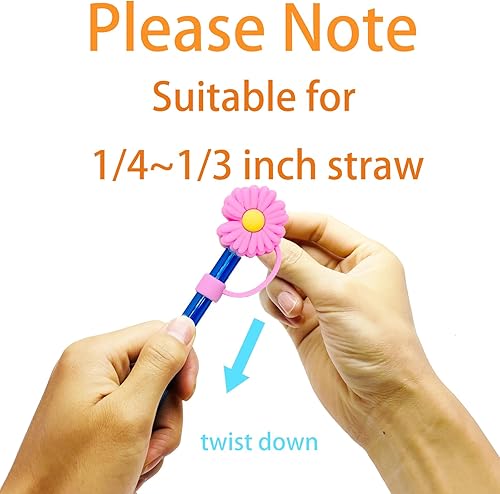 Miniatura 2 de Kleeblatt Tapas de pajitas de margarita, 6 piezas de bonitas puntas de silicona reutilizables, adornos para popotes para vasos, adecuado para