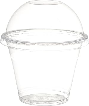 GUSTO 9 oz. Clear Plastic Cups With Dome Lids 50 Count (No Hole), Fruit Cups with Lids for Party - Perfect for Smoothies, Milkshakes, and To-Go Beverages -(Formelry Comfy Package)