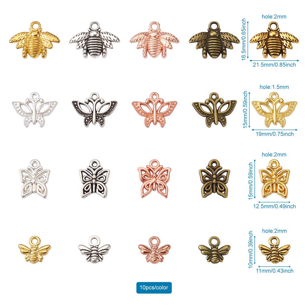 20Pcs Rainbow Bees Alloy Pendants - Multi-Color Insect Charms For DIY Jewelry Making 27x27.5mm