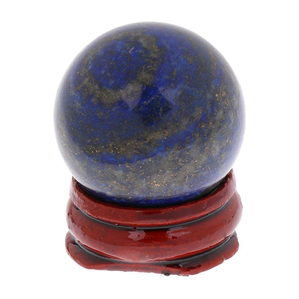 Inzopo 30mm Natural Lapis Lazuli Gemstone Sphere Crystal Ball + Stand Blue