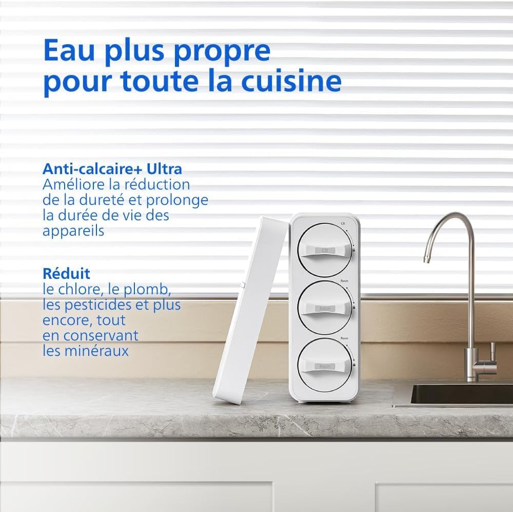 PHILIPS Système de MICROFILTRATION Philips Water, goût de l'eau, filtre longue durée, design compact et installation facile