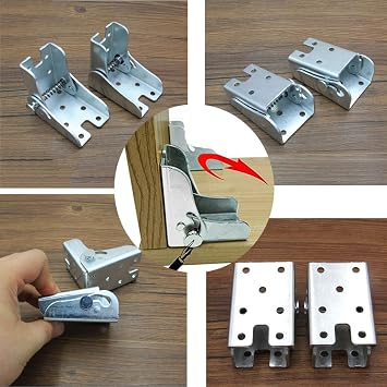 Folding Bracket Self Locking Hinge Table Leg Fittings and Angle Braces for Folding Table Leg (4 Pair)