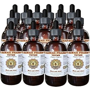 HawaiiPharm Thyme Liquid Extract, Organic Thyme (Thymus Vulgaris) Tincture, Herbal Supplement, Made in USA, 15×4 fl.oz