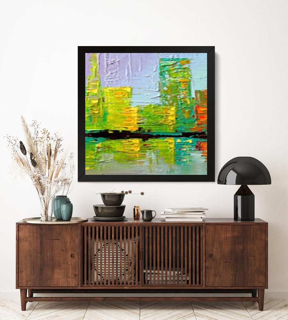 GADGETS WRAP Printed Photo Frame Matte Painting for Home Office Studio Living Room Decoration (17x17inch Black Framed) - City Of Diversity