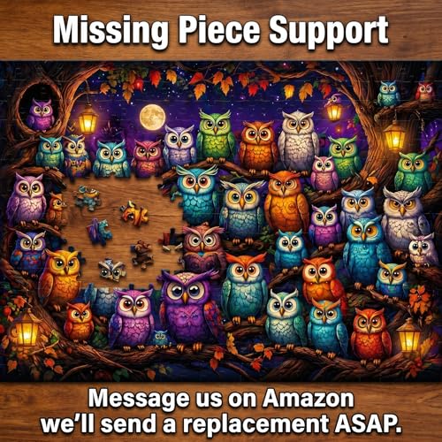 Puzzles de 500 piezas para adultos, Rompecabezas de búho colorido | Puzzles de bosque fantástico de 500 piezas, 20.5x15 in (52x38cm) miniatura 7