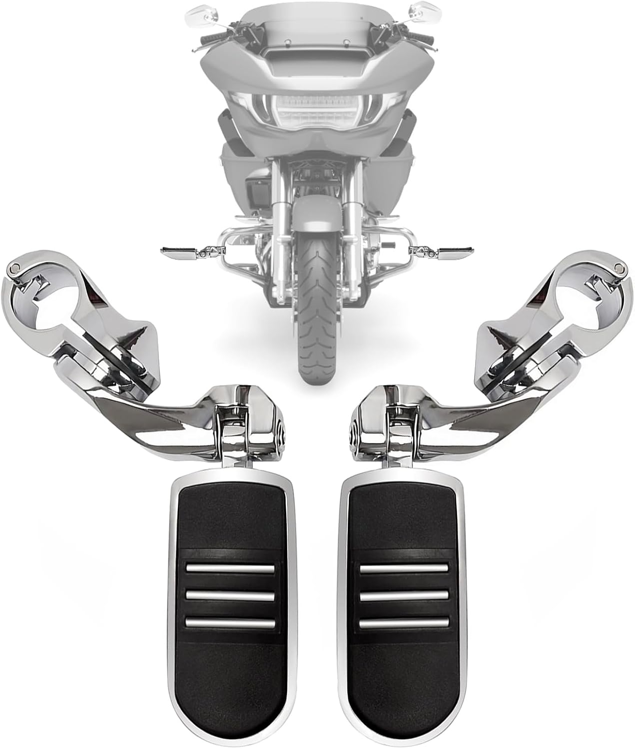 1.25" 32MM Motorcycle Adjustable Highway Pegs for Harley Davidson Touring Road King Road Glide Street Glide Electra Glide Dyna Sportster Softail 1 1/4" Crash Bar Highway Foot Pegs, Black