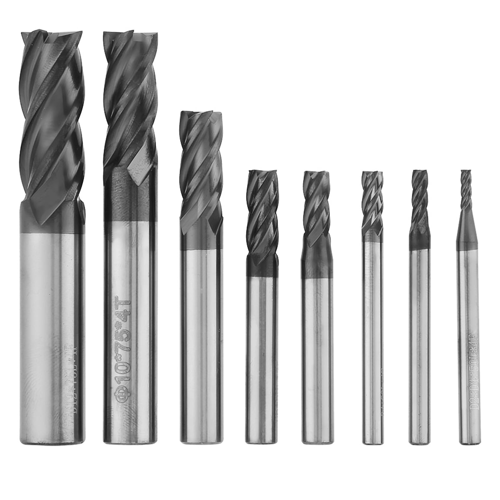 Generic Generic 8-częściowy Zestaw Frezów Palcowych z Węglików Spiekanych do Obróbki Metalu 2–11 Mm, 4 Ostrza ze Stali Wolframowej Narzędzia do Obróbki Aluminium, Stali i Stopów Zestaw