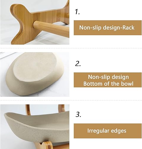 Miniatura 5 de Mangoton Cesta de frutas de 3 niveles para encimera de cocina, frutero de cerámica, cuencos de frutas grandes para almacenamiento de frutas y