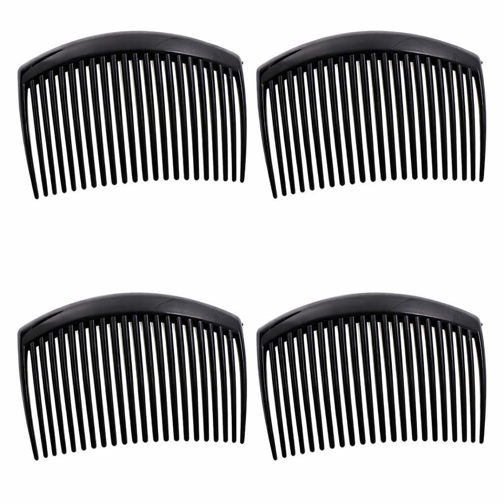 PALMATE 4 Pcs Premium Classic Side Clip Hair Comb, Teeth Hair Combs Hair Clip Comb Plastic, Black-image-24