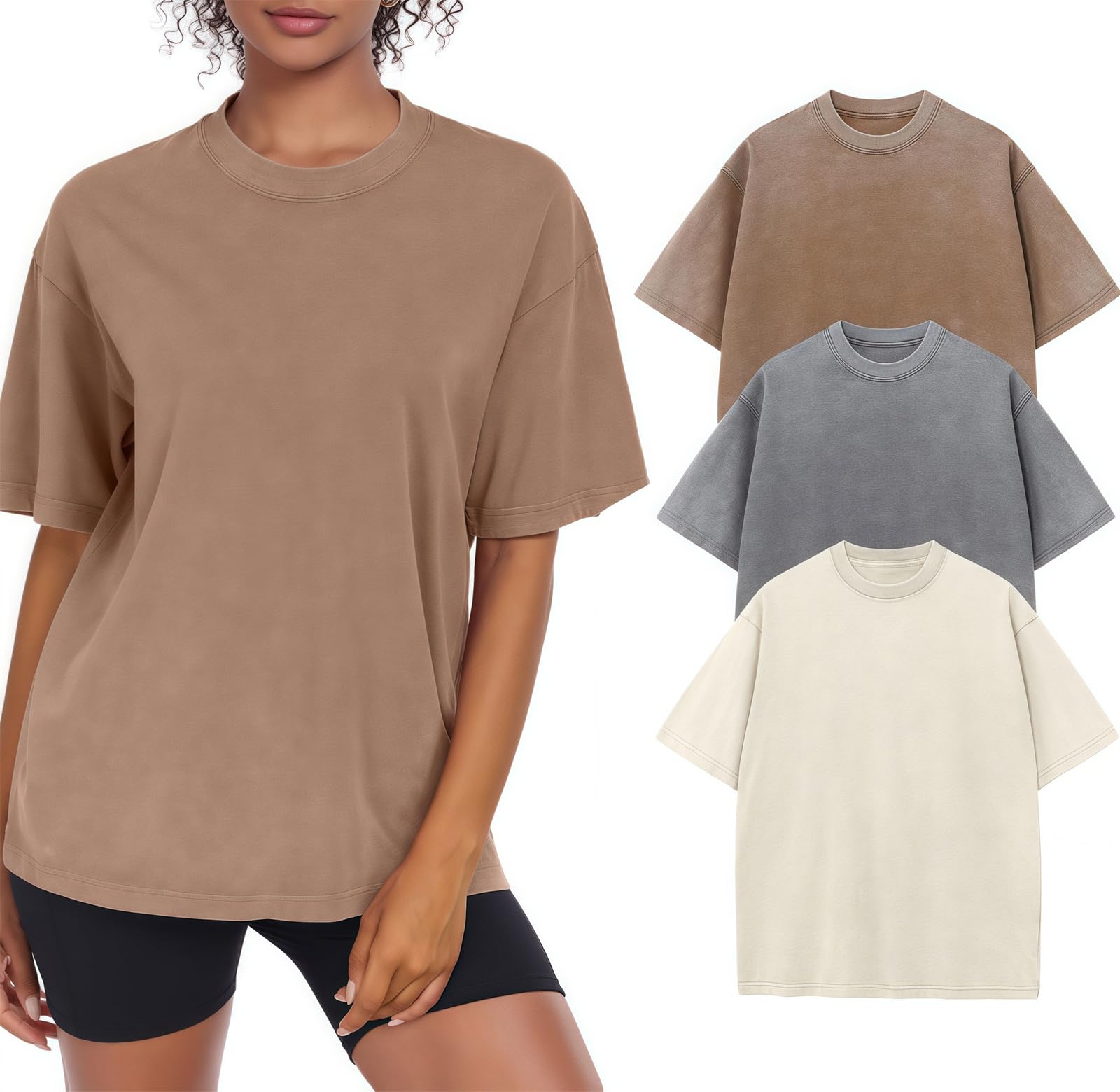 Damska koszulka, luźna, wyprana, vintage, oversize, casualowa, streetwear, boyfriend, treningowa, z krótkim rękawem, bawełniana