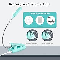 Vista 4 de VAVOFO Luz de libro recargable, bloqueo de luz azul, luz de lectura ámbar de 1600 K, luz de lectura con clip de 1600 K, cuidado de los ojos, 7 LED