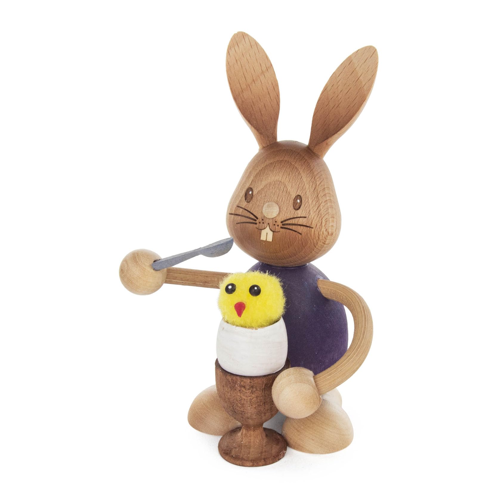 Rudolphs Schatzkiste Osterdekoration Hase Stupsi mit Eierbecher und Küken Höhe ca. 12cm NEU Osterdeko Osterhasenfigur Ostern Korb Osterei Frühling Erzgebirge Seiffen Hase Blumen