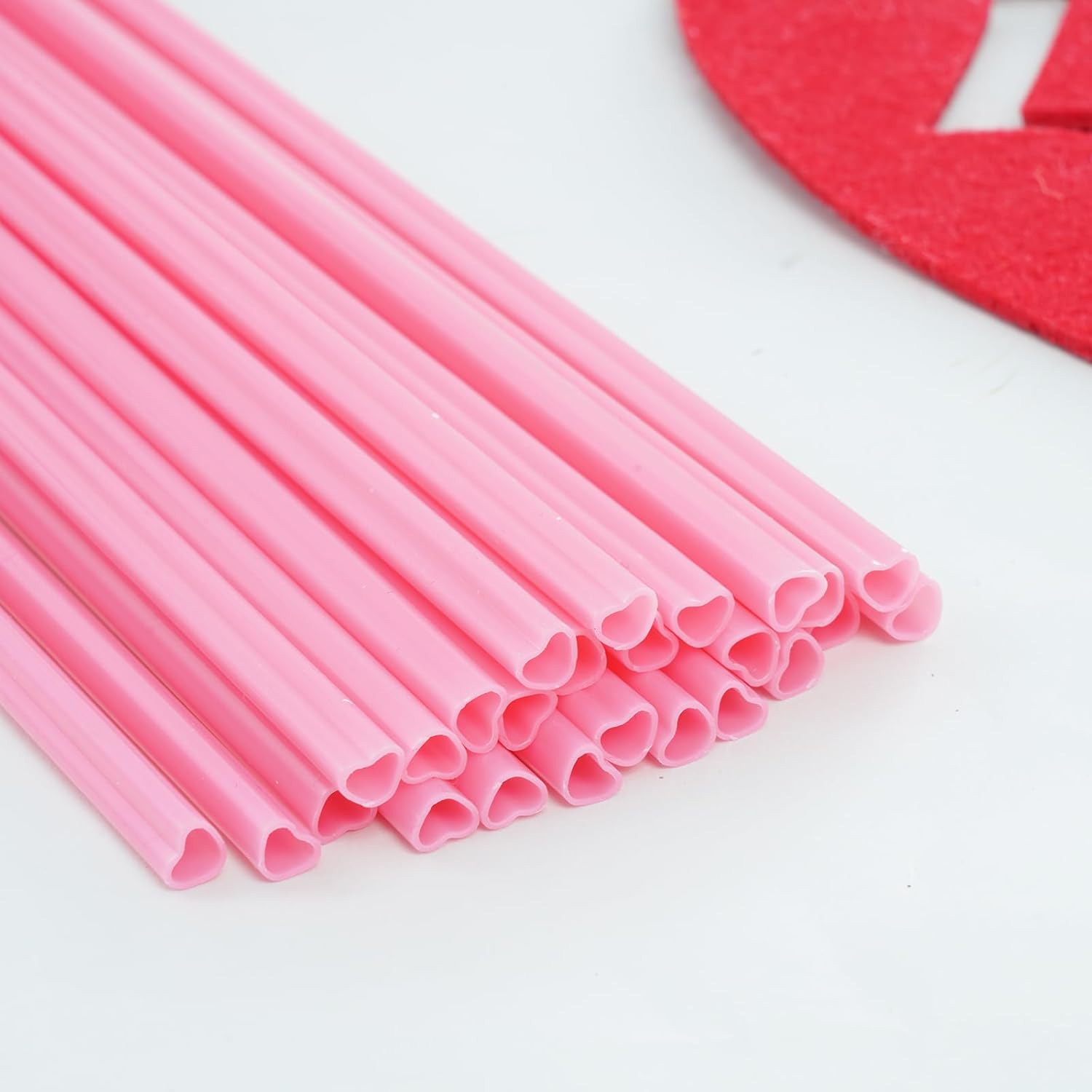 50Pcs Heart Plastic Cocktail Straws, Cute Drinking Straw for Valentine's Day Wedding Birthday Party Supplies (50, Pink) - Image 6