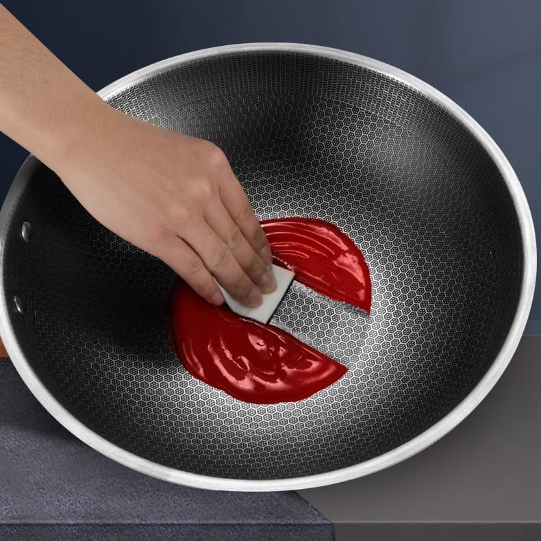 Wok con fondo plano de hierro de 32 cm miniatura 3