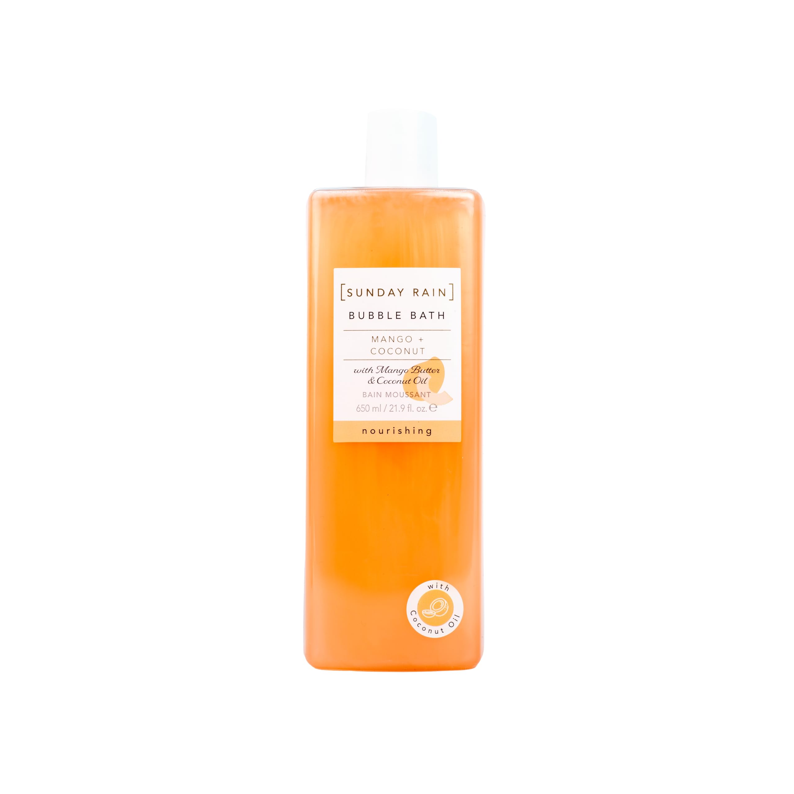 Sunday Rain Nourishing and Uplifting Tropical Bubble Bath, with Mango Butter and Coconut Oil, 650ml, Yellow, 650 ml (Pack of 1)