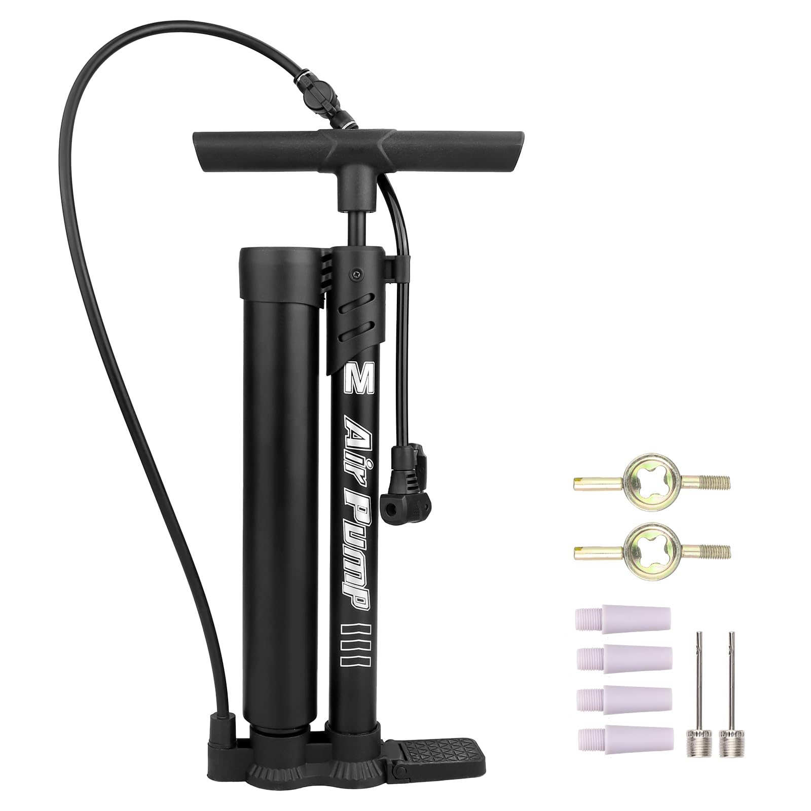 Pompe à pied professionnelle pour vélo avec jauge | Valve Presta et Schrader | pour pneus standard et sans chambre à air | Haute pression 160 PSI | Corps en acier à haute teneur en carbone et