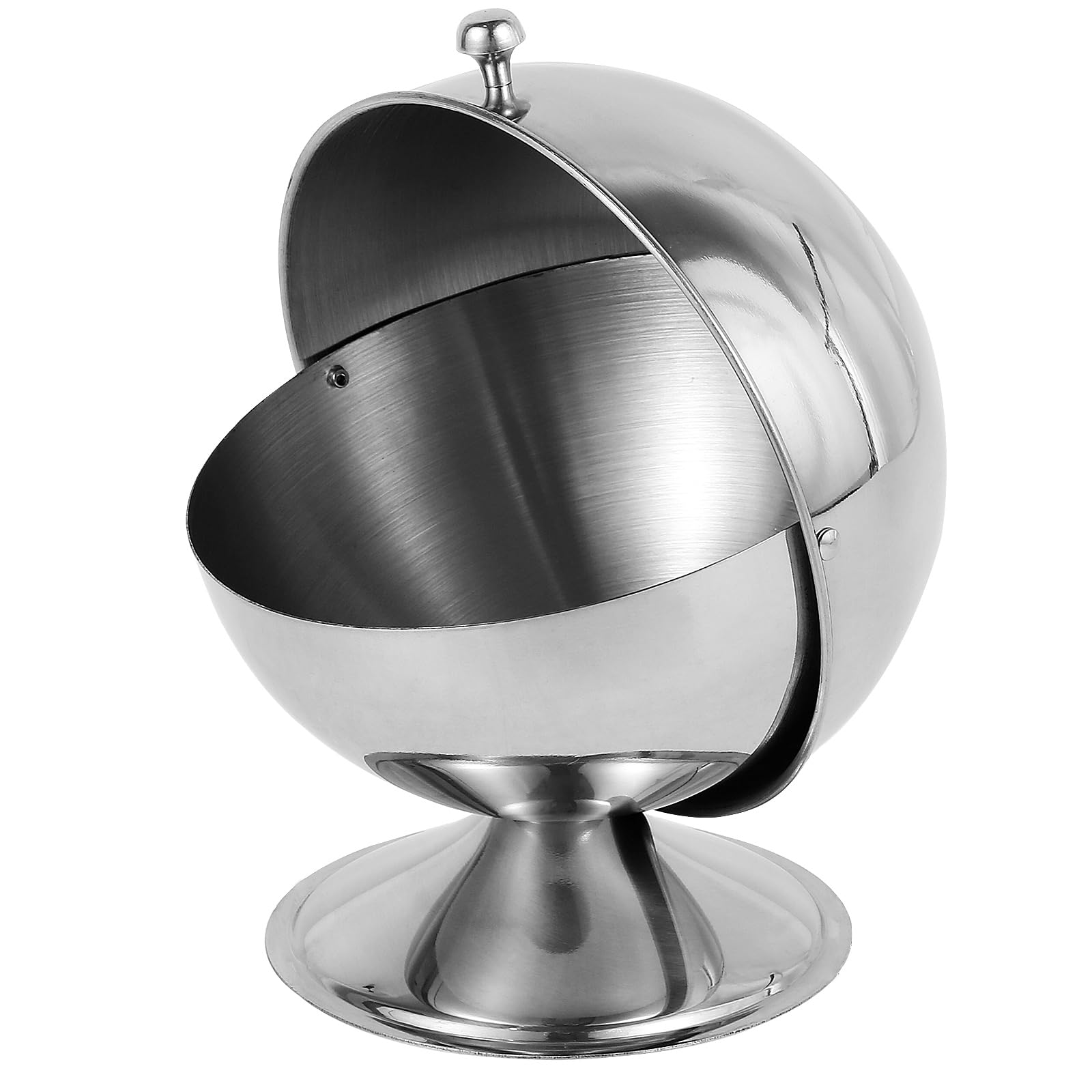 Tcwhniev Stainless Steel Sugar Bowl with Roll Top, Spherical Candy Bowl, 10oz Sugar Cube Holder, Reusable Candy Jar, Multipurpose Cookies Bowl, Stainless Sugar Clip for Home Kitchen Office Coffee Bar